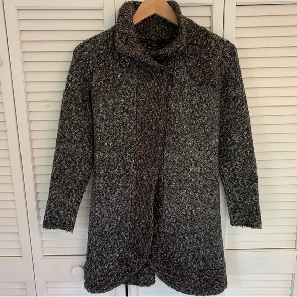prAna Angelica Duster Cardigan Sweater Jacket Women S Gray Cable Knit Mid-Length - Picture 1 of 13